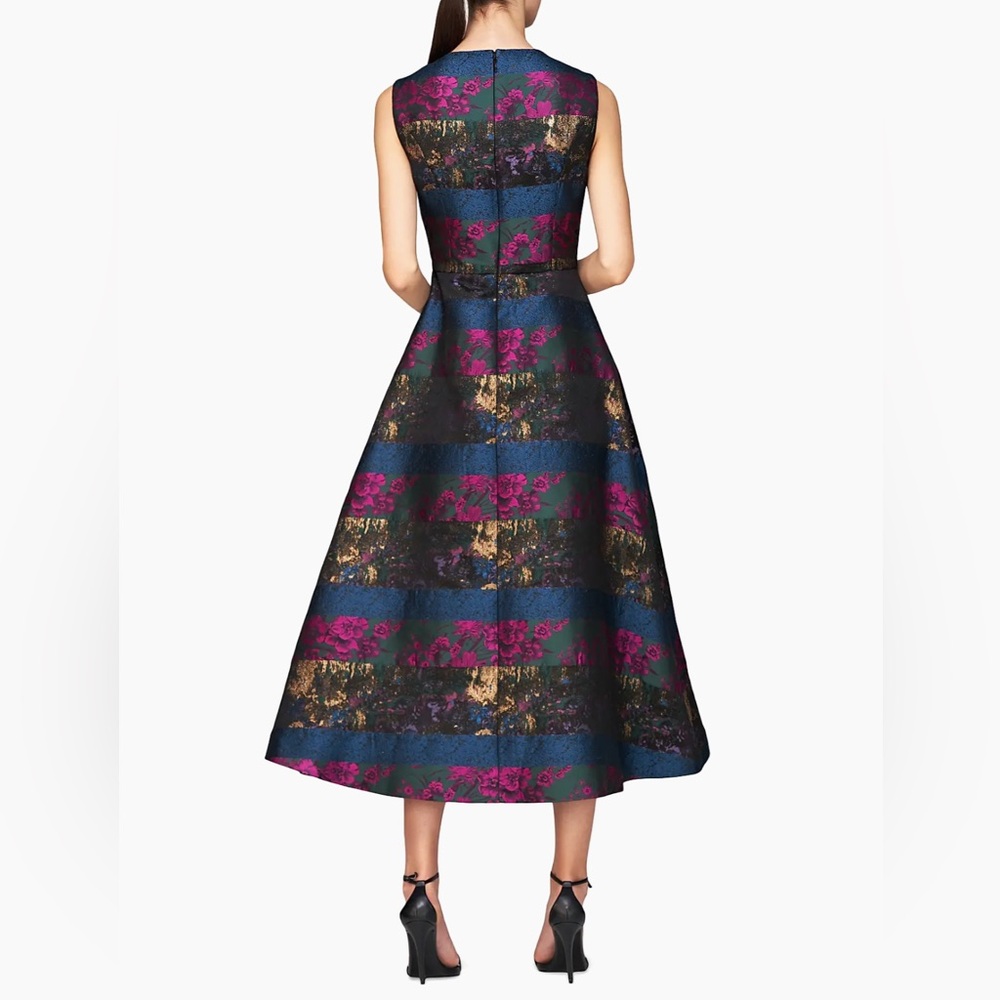 NEW Kay Unger Faye Painterly Jacquard Cocktail Dress - Picture 3 of 15